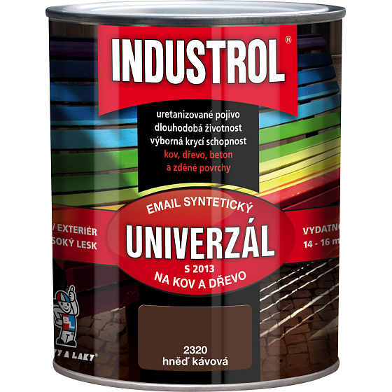 Industrol S2013 univerzál lesk vrchná farba na kov a drevo, 2320 kávovo hnedá, 600 ml