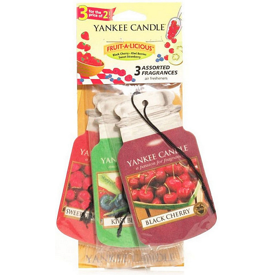 Yankee Candle Fruit A Licious - Mix ovocie Classic vonná visačka do auta papierová sada 3 kusy x 12 g