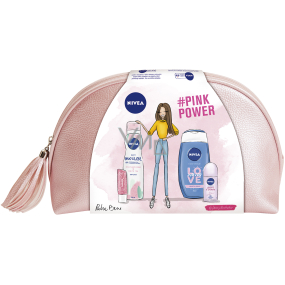 Nivea Raspberry White Tea telová pena 200 ml + Love Waves sprchový gél 250 ml + Pearl & Beauty guľôčkový antiperspirant 50 ml + Labello Pearly Shine balzam na pery 4,8 g + etue, kozmetická sada