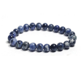 Sodalitový náramok elastický prírodný kameň, guľôčka 8 mm / 16 - 17 cm, komunikácia s kameňom