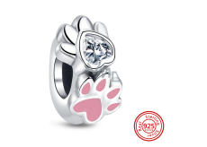 Striebro 925 Tlapky - Beloved Paws, náramok z korálok pre domáce zvieratá