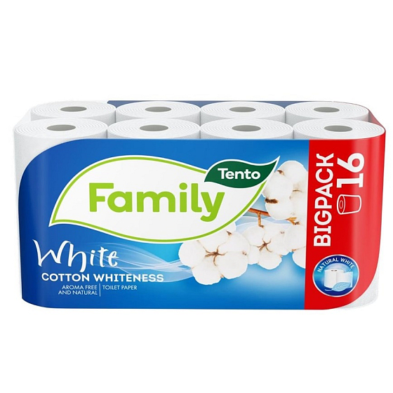 Tento bavlnený toaletný papier White White 131 kusov 2 vrstvový 16 ks