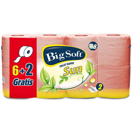Big Soft Sun parfumovaný oranžový 2 vrstvový 200 útržkov 8 kotúčov