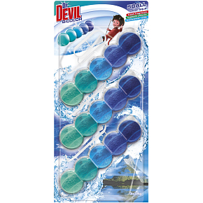 Dr. Devil WC Bicolor 5ball polar aqua závesný WC blok, 3× 35 g
