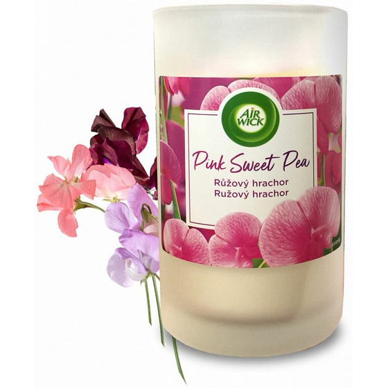 Air Wick Pink Sweet Pea - Ružový hrachor XXL vonná sviečka sklo 310 g