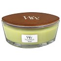 Woodwick Willow - Vrbové kvety vonná sviečka s dreveným širokým knôtom a viečkom sklo loď 453 g