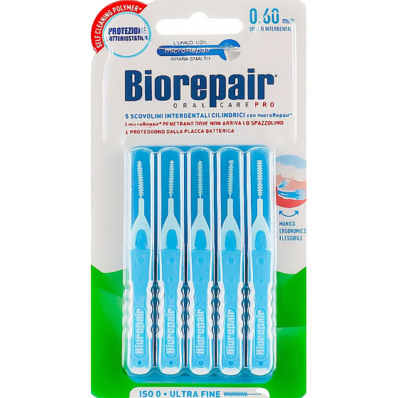 Biorepair Super Fine medzizubné kefky 0,6 mm svetlomodré 5 kusov