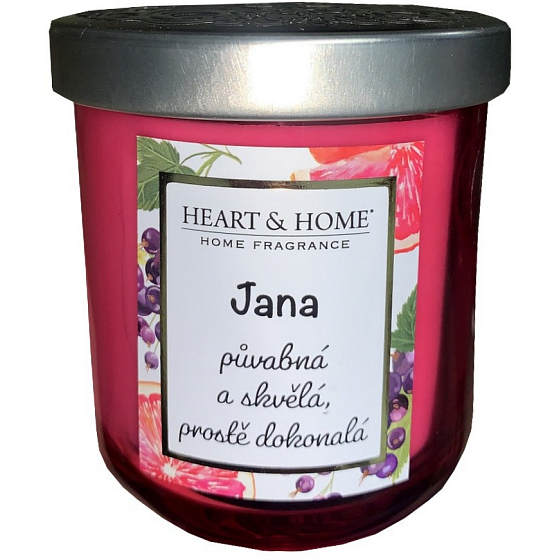 Heart & Home Svieža sójová sviečka s vôňou grapefruitu a čiernych ríbezlí s názvom Jana 110 g
