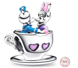Prívesok Striebro 925 Disney Disneyland Káčer Donald a Daisy v pohári, korálik na náramok