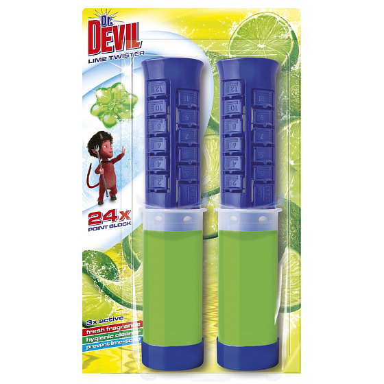 Dr. Devil Lime Twister 3v1 Point Block Wc bodový blok duopack 2 x 75 ml