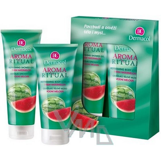 Dermacol Aroma Ritual Vodný melón Osviežujúci sprchový gél 250 ml + telové mlieko 200 ml, kozmetická sada