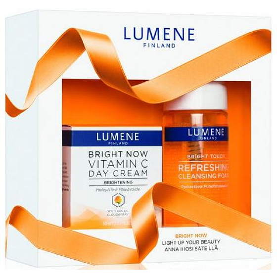 Lumene Bright Now Vitamín C denný krém 50 ml + Bright Touch osviežujúci čistiaca pena 150 ml, kozmetická sada