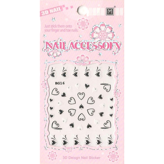 Nail Accessory 3D nálepky na nechty 1 aršík 10100 BG16