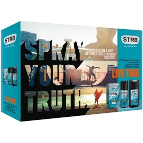 Str8 Live True voda po holení 50 ml + dezodorant sprej 150 ml + sprchový gél 250 ml, kozmetická sada