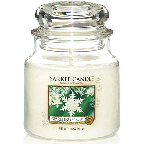 Yankee Candle Sparkling Snow - Iskrivý sneh vonná sviečka Classic strednej sklo 411 g