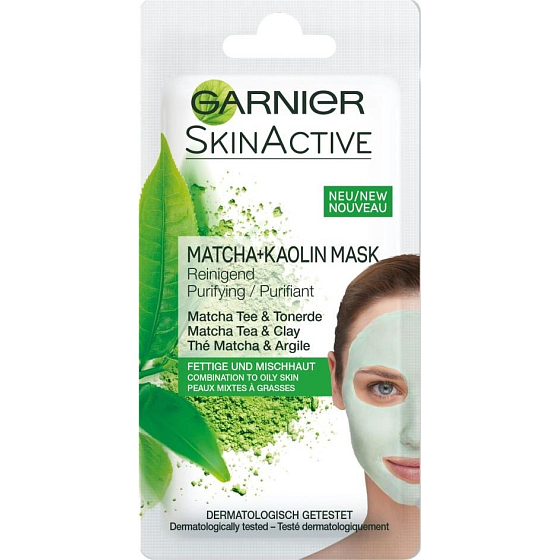 Garnier Skin Active Matcha + Kaolín Mask čistiaca kaolínové pleťová maska pre zmiešanú až mastnú pleť 8 ml