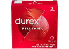 Durex Feel Thin Classic kondóm so ztenčenou stenou pre vyššiu citlivosť, nominálna šírka 56 mm 3 kusy