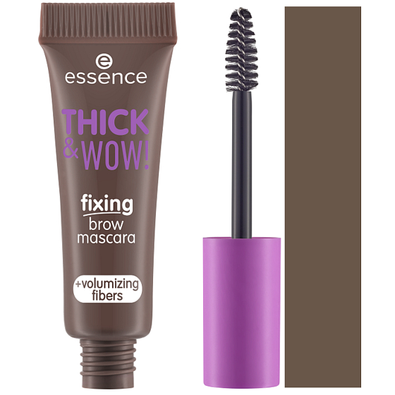 Essence Thick & Wow! maskara na obočie s vláknami 02 Ash Brown 6 ml
