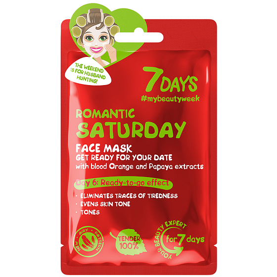 7Days Romantic Saturday textilná maska na tvár pre všetky typy pleti 28 g