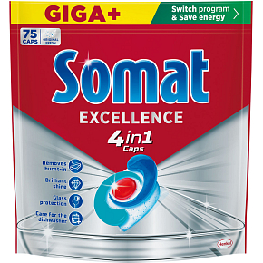 Somat tablety do umývačky Excellence 4v1, 75 ks