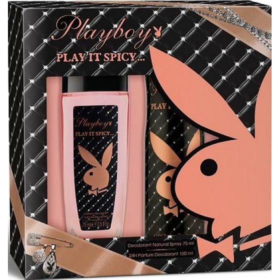 Playboy Play It Spicy parfumovaný dezodorant sklo pre ženy 75 ml + dezodorant sprej 150 ml, kozmetická sada