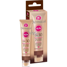 Dermacol Sun Cream & Lip Balm SPF30 + vodeodolný pleťový krém na opaľovanie 30 ml a balzam na pery 3,2 g