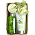 Idc Institute Organica Olive Oil sprchový gél 188 ml + telové mlieko 180 ml + telový peeling 60 ml + sisal hubka 1 kus v košíku, kozmetická sada