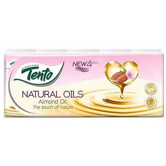 Tento Natural Oils Almond Oil parfumované hygienické vreckovky 4-vrstvovou 10 x 10 kusov