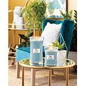 Woodwick Blue Java Banana - Havajský banán vonná sviečka s dreveným knôtom a viečkom sklo malá 85 g
