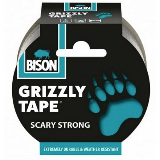 Bison Grizzly Tape lepiaca páska opravná strieborná, šírka pásky: 50 mm s návinom o dĺžke 10 m