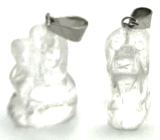 Krištáľový prívesok pes prírodný kameň, ručne brúsená figúrka 1,8 x 2,5 x 8 mm, kameň z kameňov