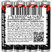 Eveready AAA zinok-chloridové tužkové batérie, 4 ks