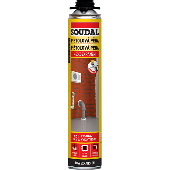 Soudal montážna pena nízkoexpanzná pištoľová, 750 ml