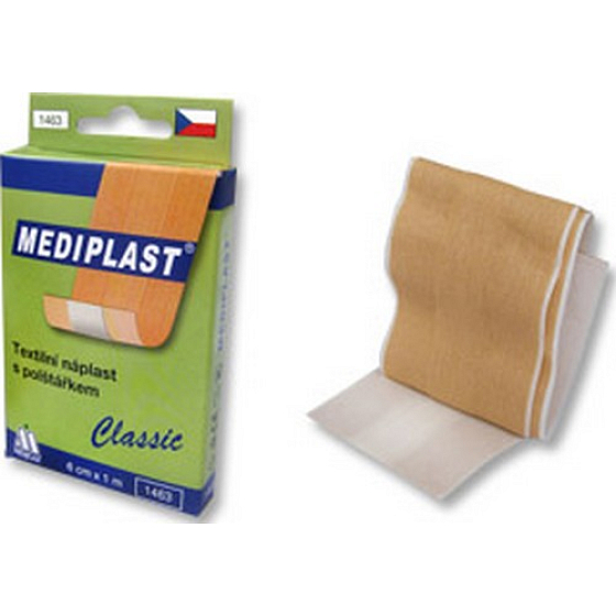 Mediplast Classic textilná náplasť s vankúšikom 6 cm x 1 m