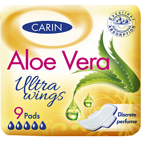 Carin Ultra Wings Aloe Vera vložky s krídelkami, 9 kusov