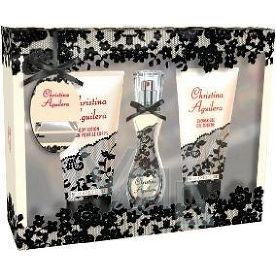 Christina Aguilera Signature toaletná voda pre ženy 15 ml + sprchový gél 50 ml + telové mlieko 50 ml, darčeková sada