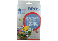 Bros Lepové doštičky do kvetináčov, lákajú a chytajú škodcov na rastlinách 10 kusov + 5 úchytov