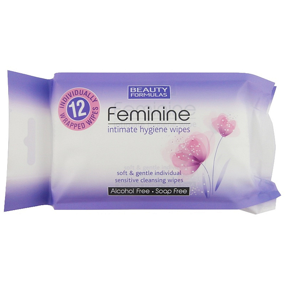 Beauty Formulas Feminine vlhčené obrúsky na intímnu hygienu 12 kusov
