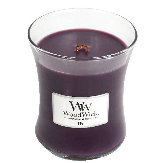 WoodWick Fig - Figová vonná sviečka s dreveným knôtom a viečkom sklo stredná 275 g