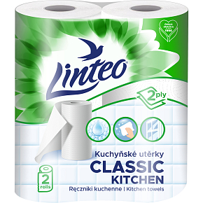 Linteo Classic 2vrstvé kuchynské papierové utierky, 2× 9,3 m, 2 role