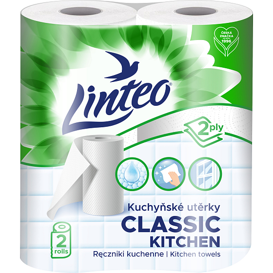 Linteo Classic 2vrstvé kuchynské papierové utierky, 2× 9,3 m, 2 role