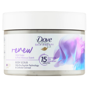 Dove Renew telový peeling s vôňou fialky a ružového ibišteka 295 ml