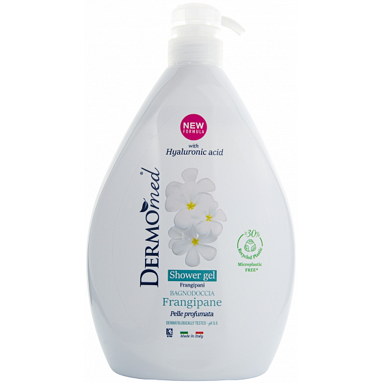 Dermomed Frangipani & White Peach sprchový gél dávkovač 1000 ml