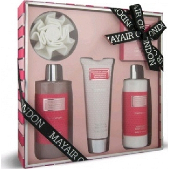Mayfair of London pena do kúpeľa 300 ml + telové mlieko 300 ml + sprchový gél 130 ml + kúpeľové kryštály 100 g + žinka, kozmetická sada