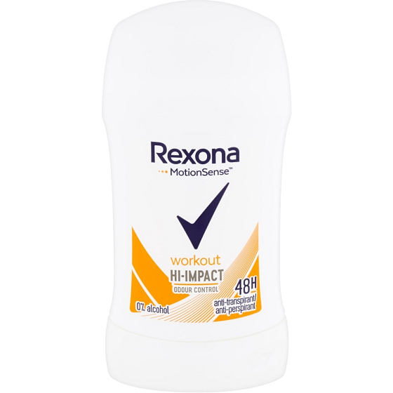 Rexona Workout Hi-Impact tuhý antiperspirant stick s 48-hodinovým účinkom pre ženy 40 ml