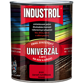 Industrol S2013 univerzál lesk vrchná farba na kov a drevo, 8191 tmavá červeň rumelka, 600 ml