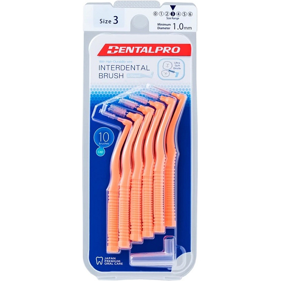 DentalPro medzizubný kartáčik zahnutý 1,0 mm oranžový, 10 kusov