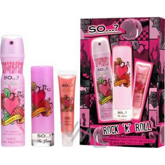 SO ...? Love Rocks toaletná voda 30 ml + telové mlieko 75 ml + lesk na pery 12 ml, kozmetická sada