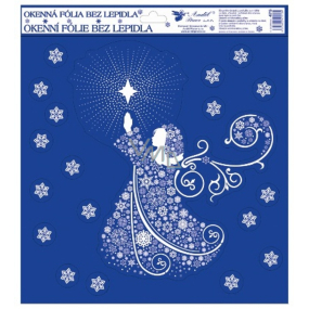 Okenné fólie bez lepidla s glitrami anjel z vločiek 30x30 cm č. 4