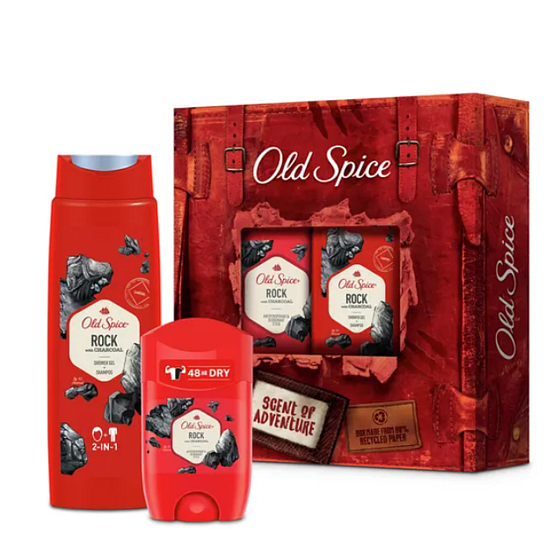 Old Spice Rock Adventurer antiperspirant dezodorant stick 50 ml + 2v1 sprchový gél na telo a vlasy 250 ml, kozmetická sada pre mužov